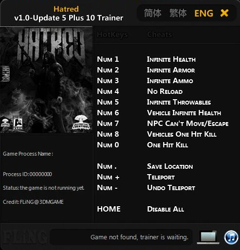 Hatred: Трейнер/Trainer (+10) [1.0 - Update 5] {FLiNG}
