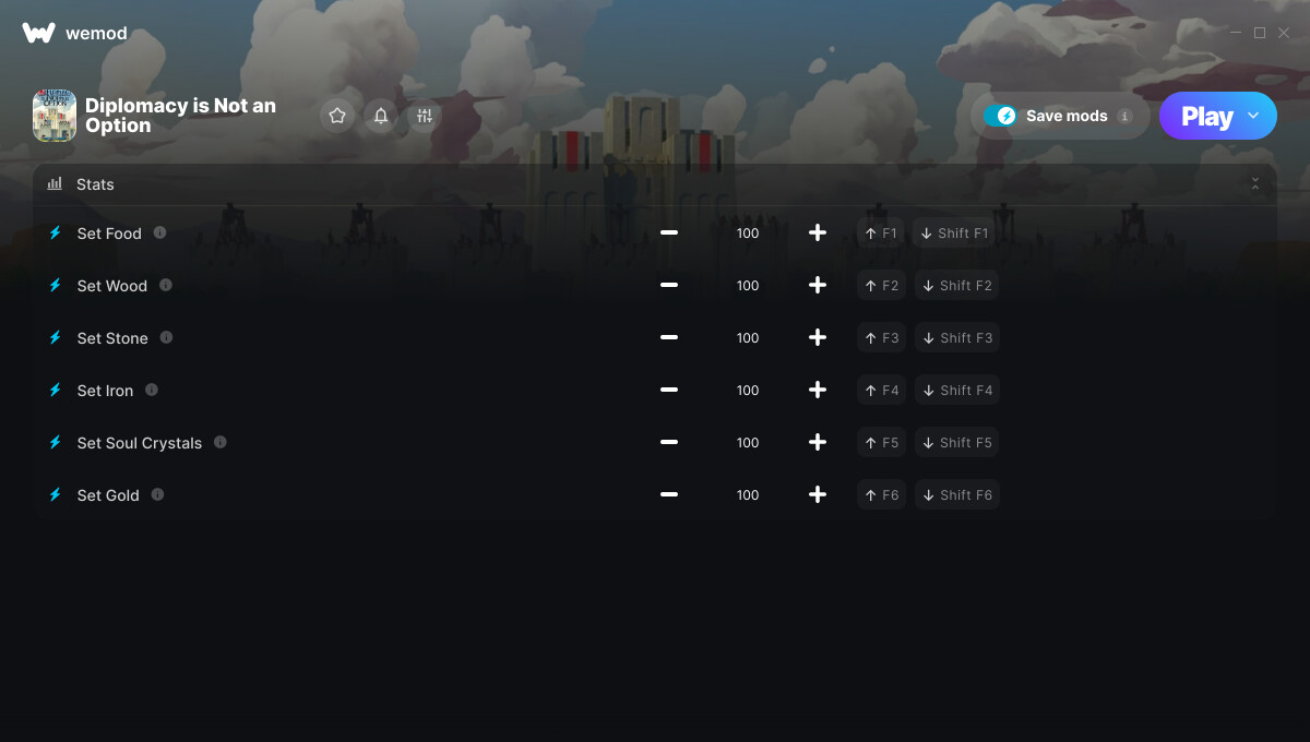 Diplomacy is Not an Option "Трейнер +6 от WeMod: "