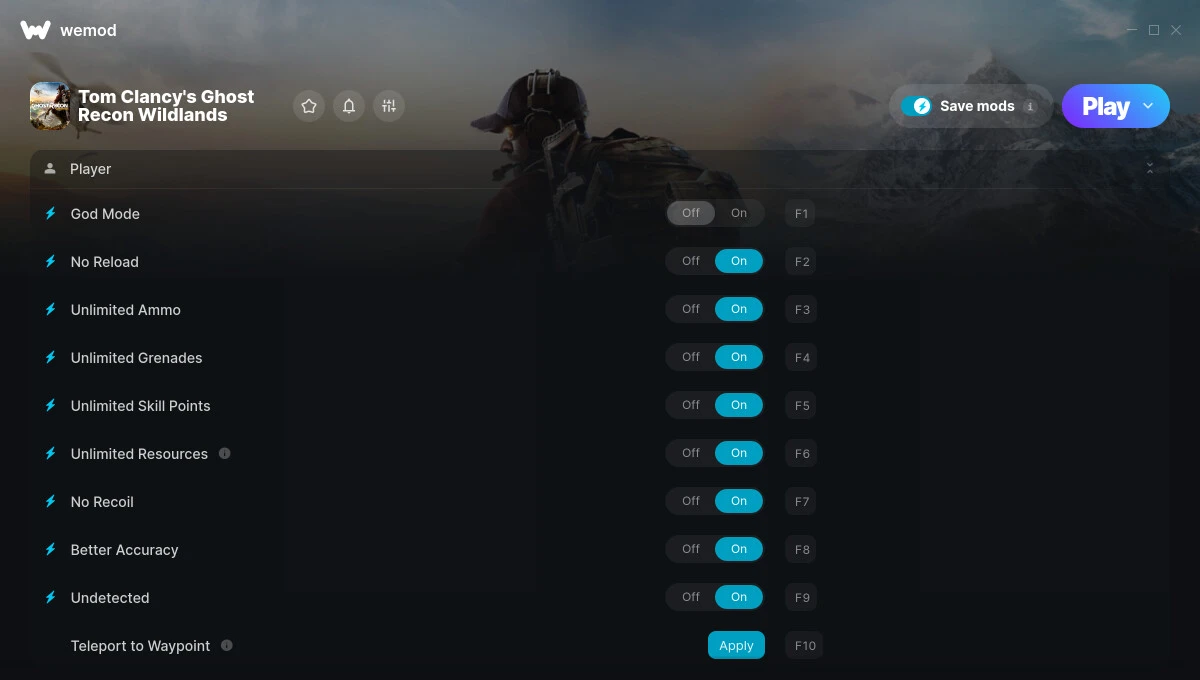 Tom Clancy's Ghost Recon: Wildlands "Трейнер +11 от WeMod: Здоровье, патроны, гранаты и пр"