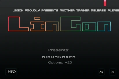 Dishonored: Трейнер/Trainer (+20) [1.3 / Update 3] {LinGon}