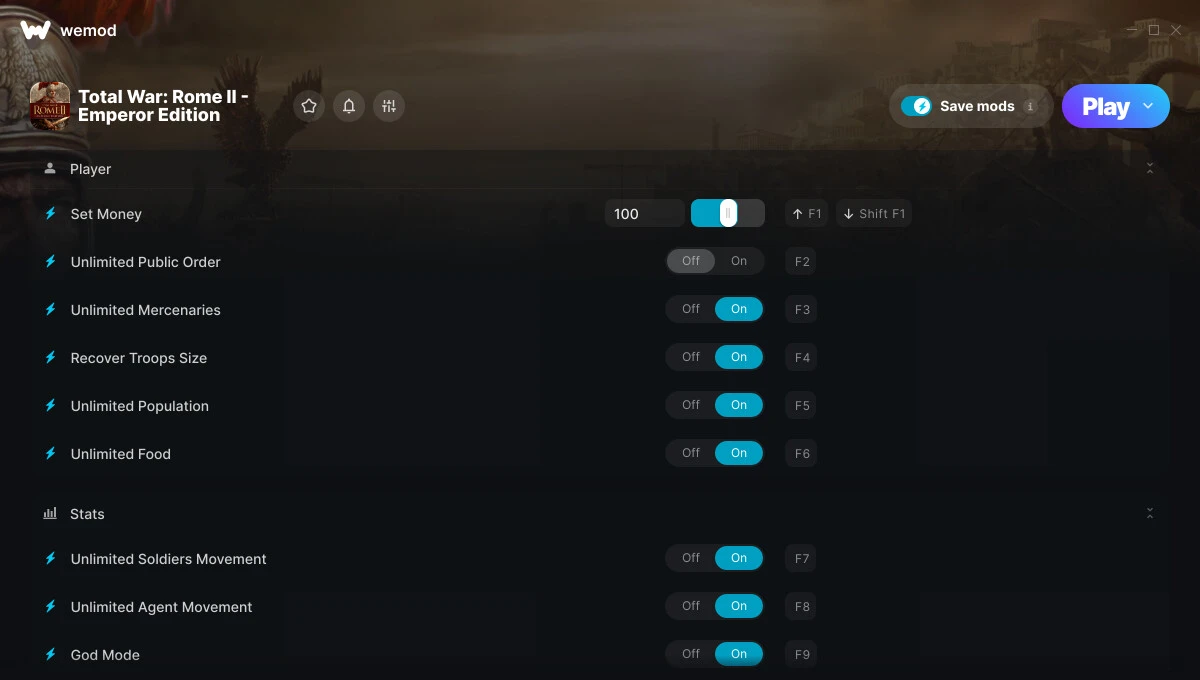 Total War: Rome 2 - Emperor Edition "Трейнер +15 от WeMod: Деньги, популяция, неуязвимость и пр"