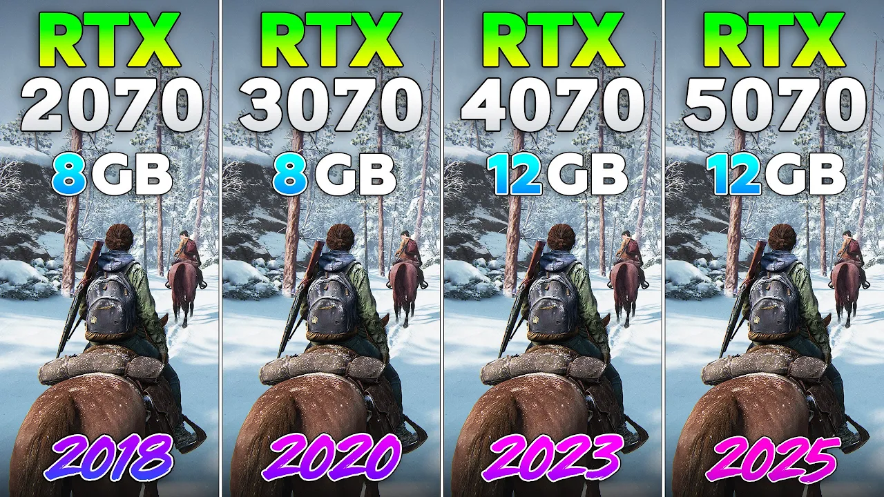 RTX 2070 vs RTX 3070 vs RTX 4070 vs RTX 5070 - Сравнение в 10 играх на 1440p