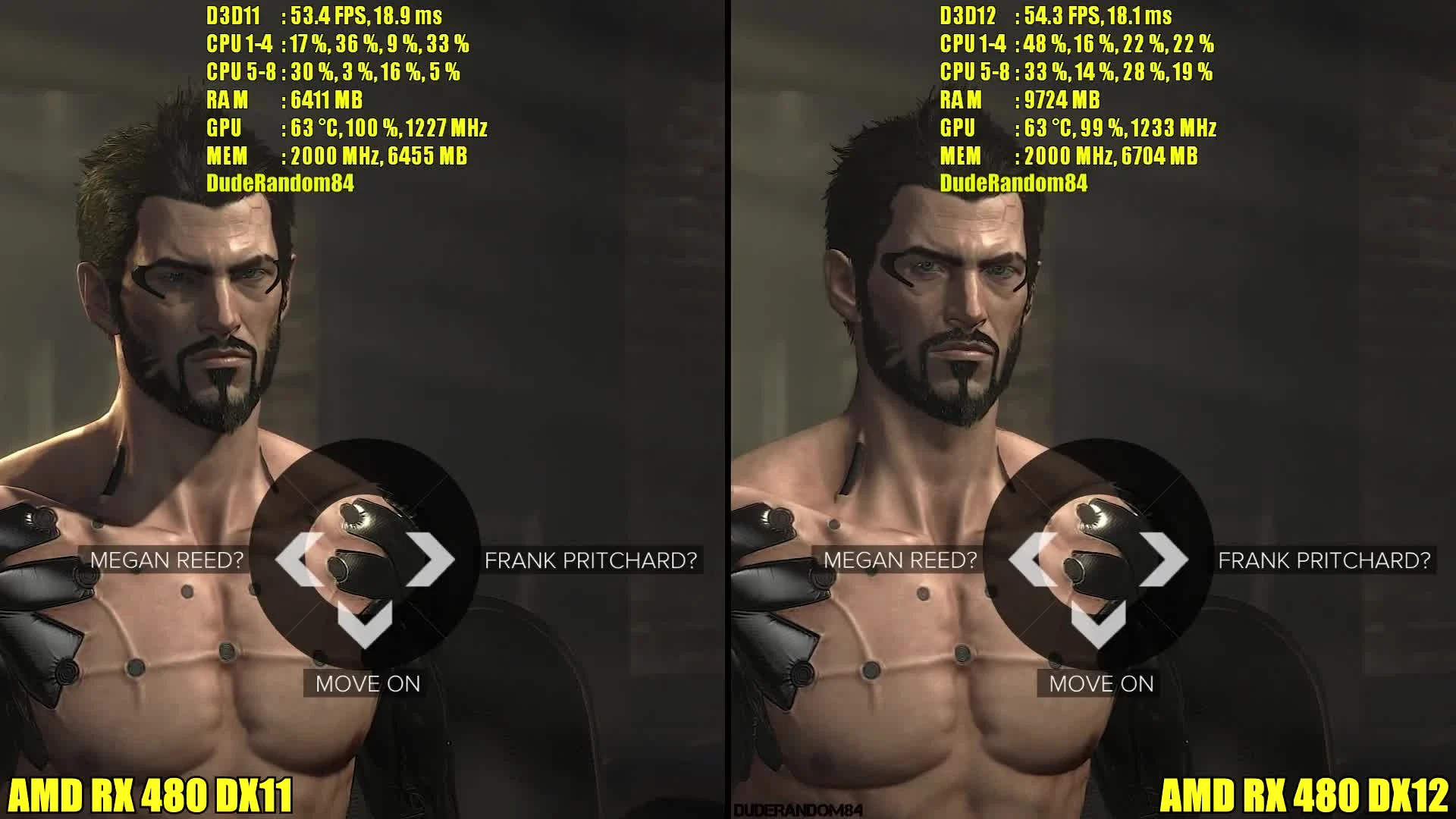 Deus Ex Mankind Divided DX12 Vs DX11 AMD RX 480 Частота кадров