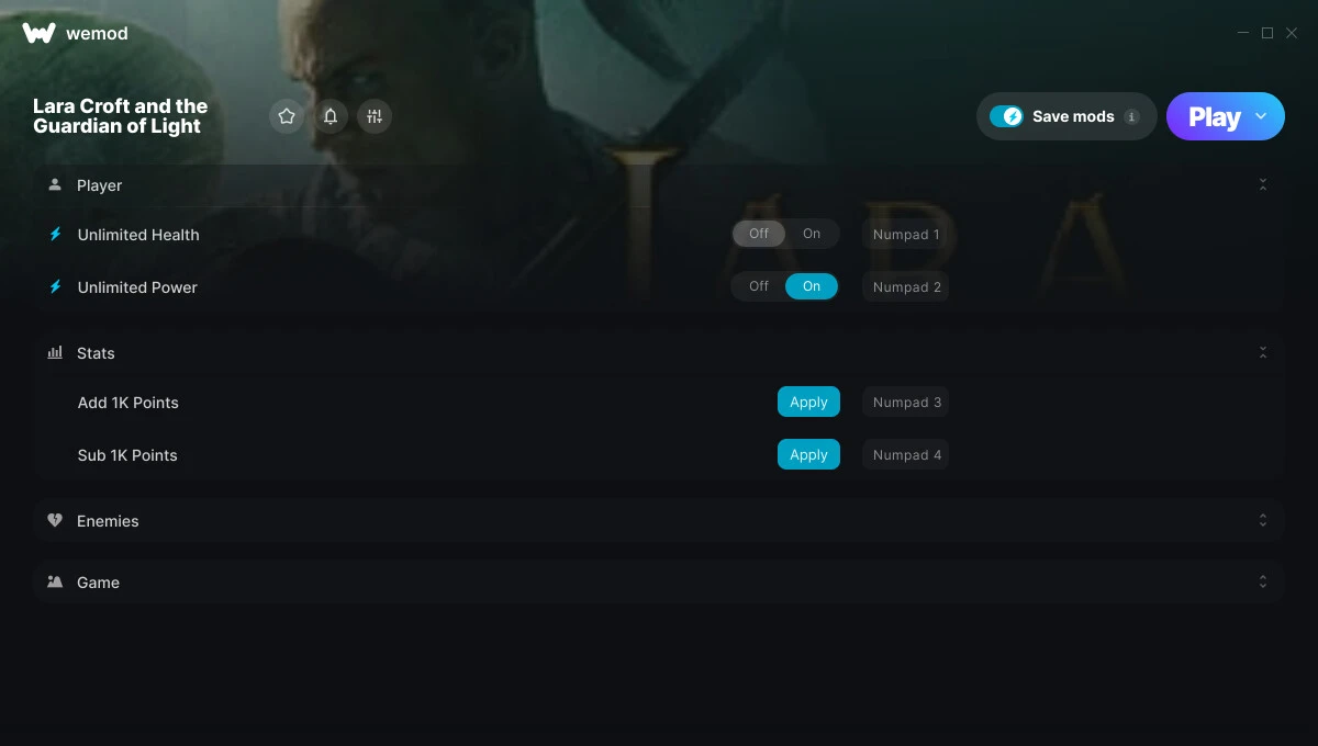 Lara Croft and the Guardian of Light "Трейнер +6 от WeMod: Здоровье, очки, скорость, супер урон"