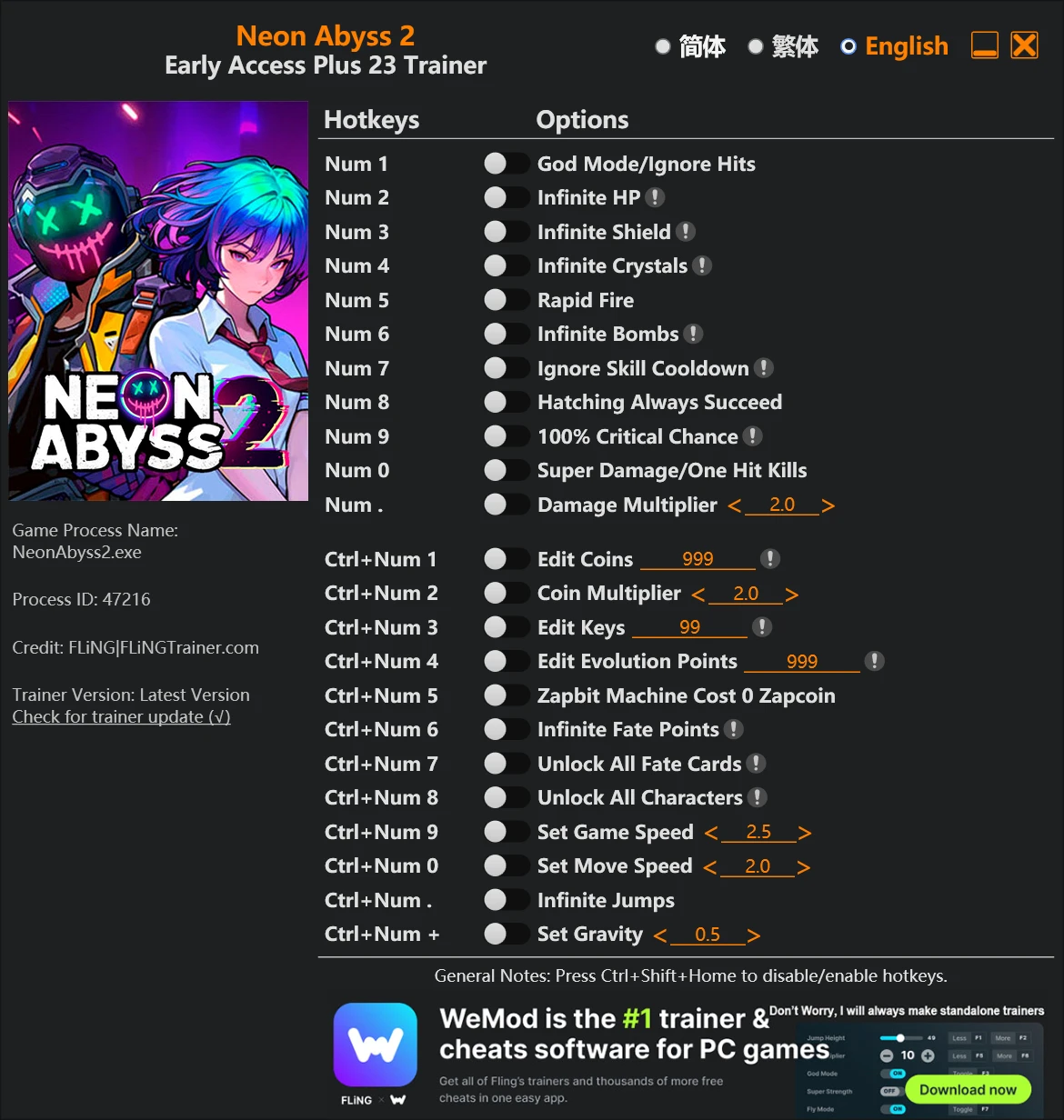 Neon Abyss 2 "Трейнер +23" [EA: 17.07.2025] {FLiNG}