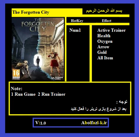 The Forgotten City: Трейнер/Trainer (+5) [1.0] {Abolfazl.k}