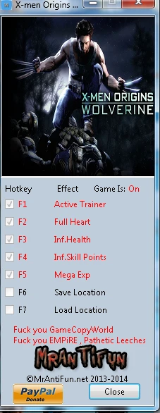 X-Men Origins ~ Wolverine: Трейнер/Trainer (+6) [1.0.0.1] {MrAntiFun}