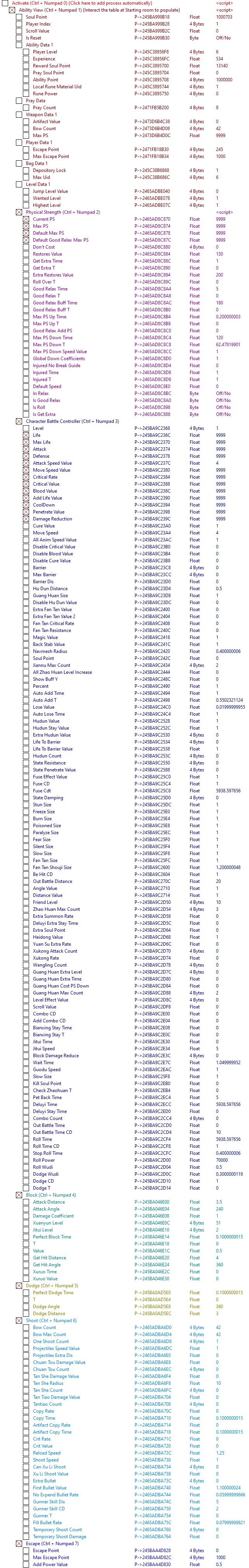 Never Return: Таблица для Cheat Engine [EA: 7.16] {ndck76}