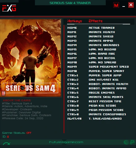 Serious Sam 4 Трейнер/Trainer (+21) [v1.01] {FutureX}