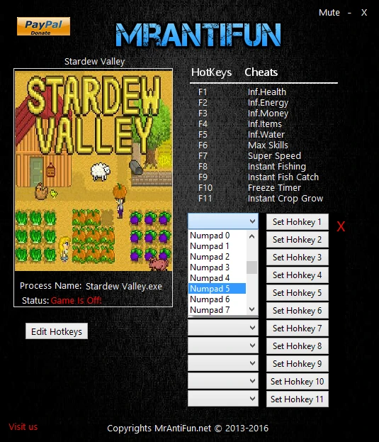 Stardew Valley: Трейнер/Trainer (+11) [1.3.36] {MrAntiFun}