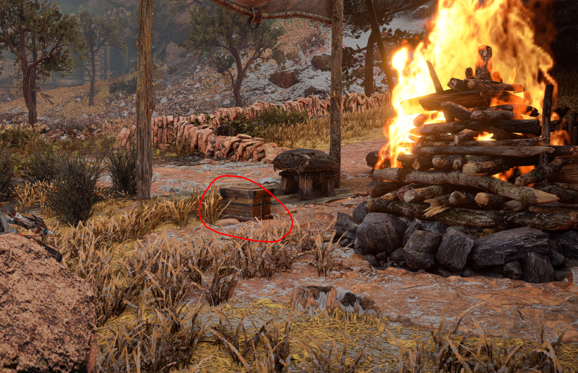 Коробок рядом с костром "недоступный"