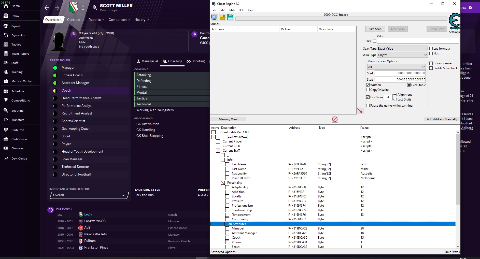 Football Manager 2021: Таблица для Cheat Engine [UPD. 14.03.2021] {Aranaktu}
