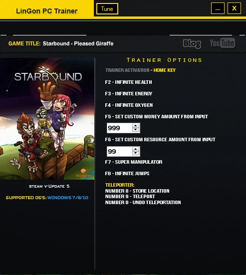 Starbound: Трейнер/Trainer (+9) [Update 5] {LinGon}