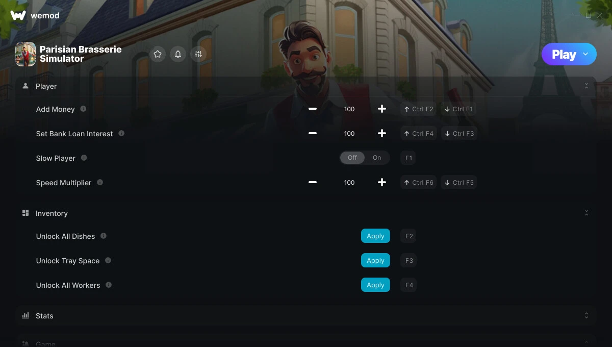 Parisian Brasserie Simulator "Трейнер +11 от WeMod: Деньги, скорость, разблокировка и пр"