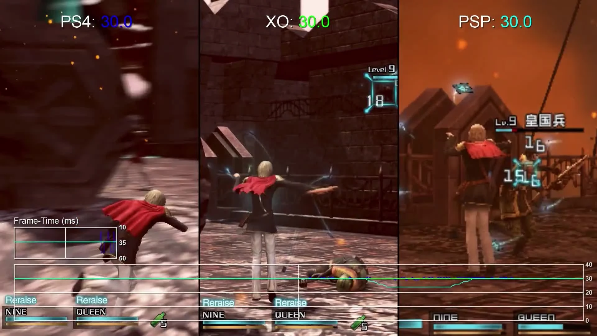 Final Fantasy Type 0 PS4 vs Xbox One vs PSP тест кадров в секунду