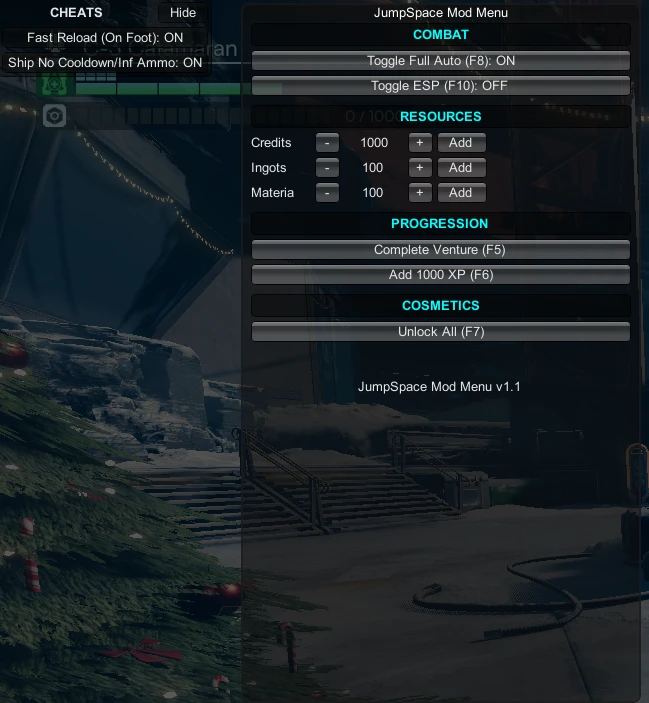 Jump Space "Чит-меню" [1.1] {Cruxious}