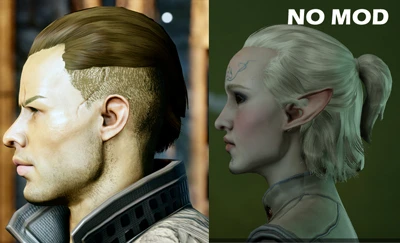 Dragon Age: Inquisition "Короткие зачёсанные назад волосы с выбритыми боками для мужчин (кроме кунари)"