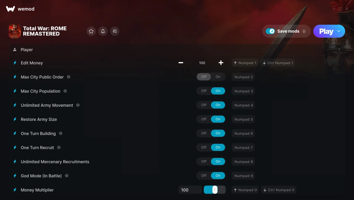 Total War: Rome - Remastered "Трейнер +13" [UPD: 08.10.2024] {FLiNG / WeMod}