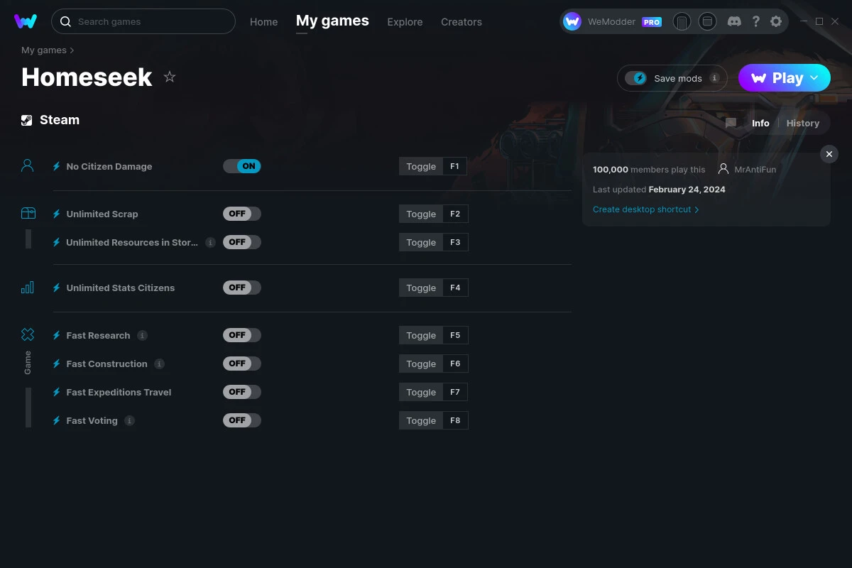 Homeseek "Трейнер +8" [UPD: 24.02.2024] {MrAntiFun / WeMod}