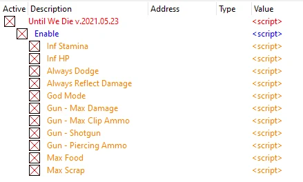 Until We Die: Таблица для Cheat Engine [UPD: 30.05.2021] {aanpsx}