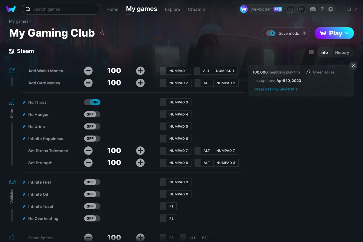 My Gaming Club "Трейнер +13" [UPD: 10.04.2023] {GreenHouse / WeMod}