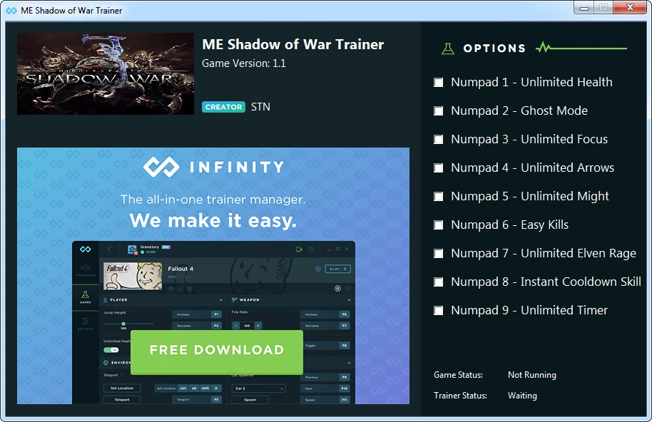 Middle-earth: Shadow of War: Трейнер/Trainer (+9) [1.1] {STN}