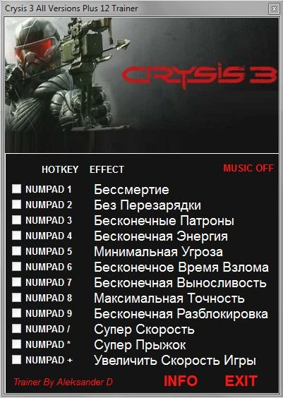 Crysis 3: Трейнер/Trainer (+12) [All Versions] {Aleksander D}