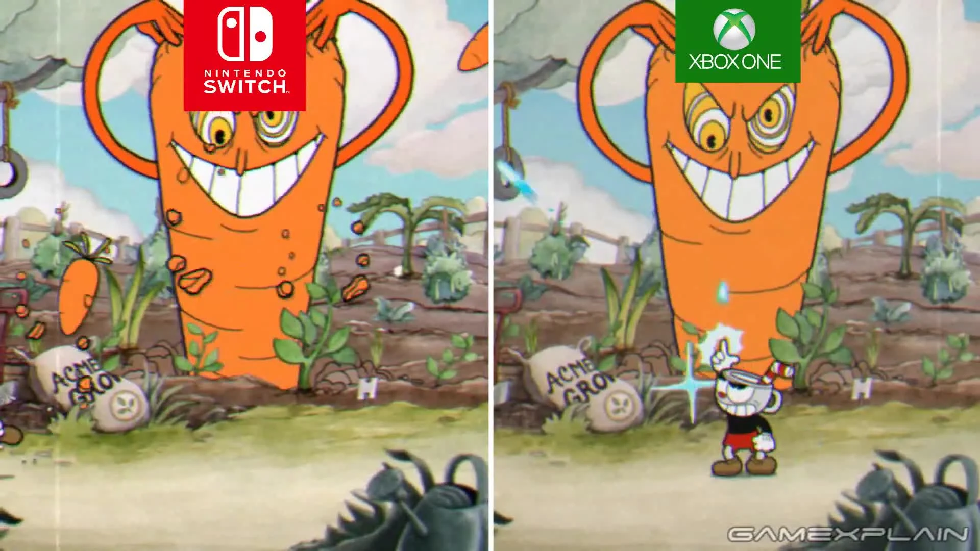 Сравнение графики Cuphead на Nintendo Switch и Xbox One