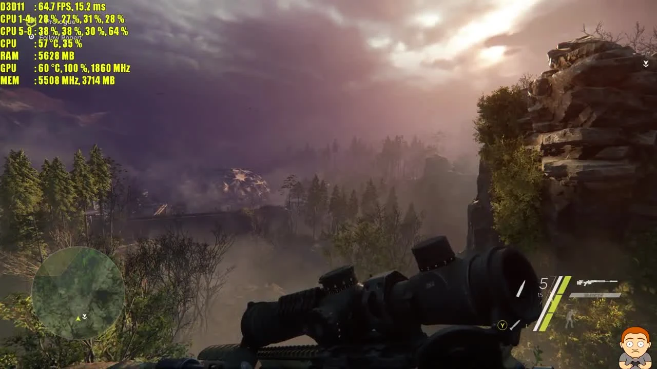 Sniper Ghost Warrior 3 GTX 1080 TI 1440p Тест Производительности Частота Кадров