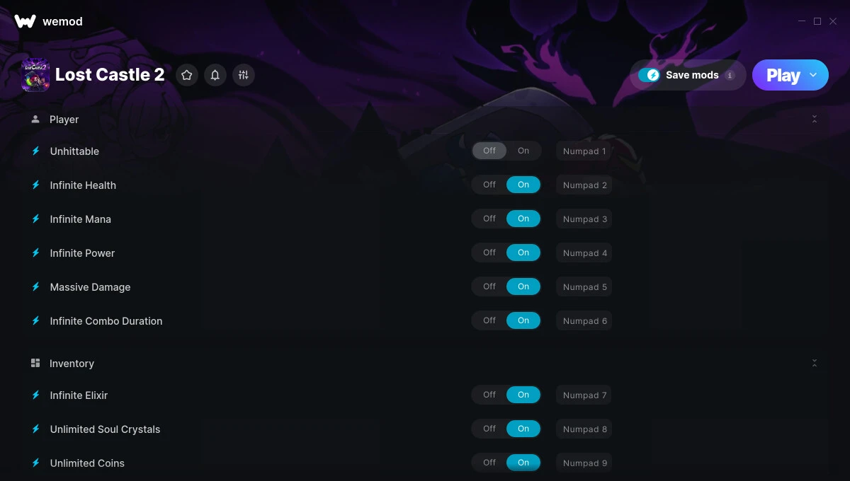 Lost Castle 2 "Трейнер +29 от WeMod: Здоровье, мага, сила и пр"