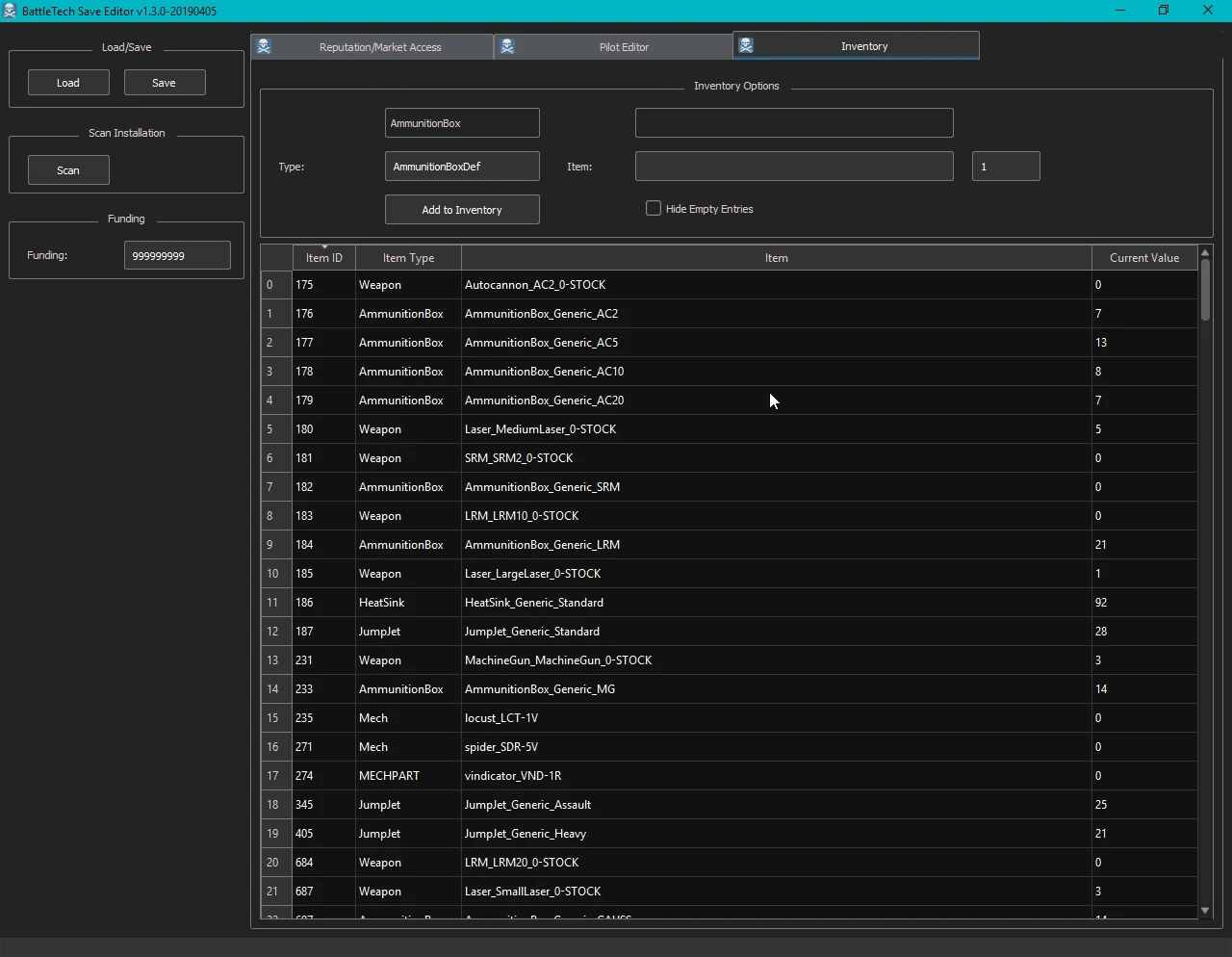 BattleTech: Редактор Сохранений / Save Editor [1.3.0]