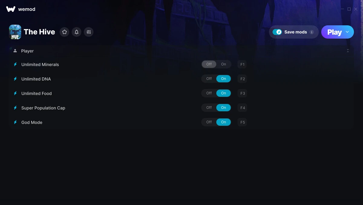 The Hive "Трейнер +5 от WeMod: Неуязвимость, еда, ДНК и пр"