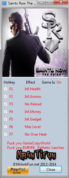 Saints Row ~ The Third: Трейнер/Trainer (+7) [Latest Steam] {MrAntiFun}