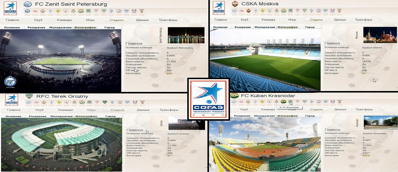 FIFA Manager 13 "Недостающие стадионы и города Российского чемпионата"