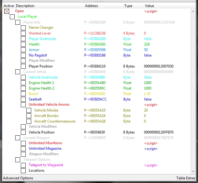 Grand Theft Auto 5 (GTA V): Таблица для Cheat Engine [2.3.7] {Roddy01}