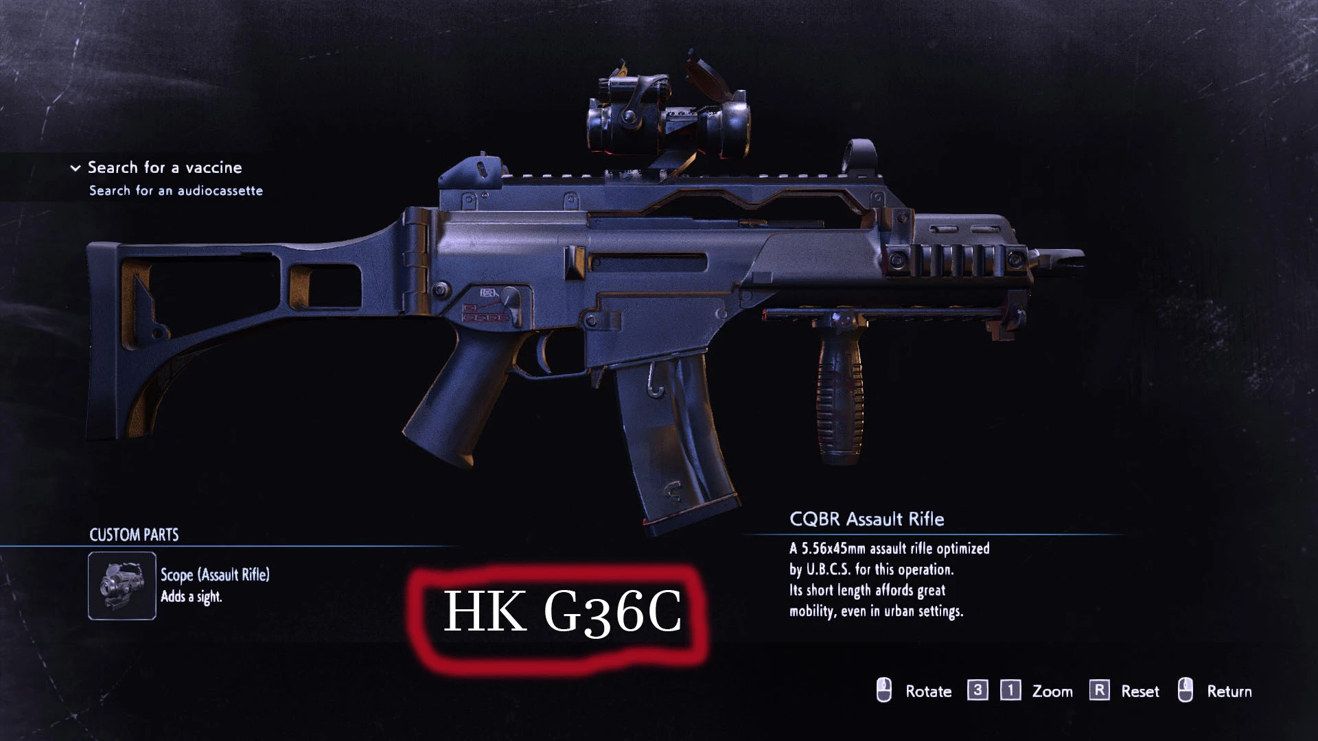 Resident Evil 3 "Замена Оружие - HK-G36C (CQBR Assault Rifle)"