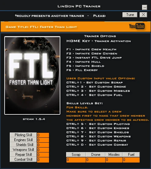 FTL ~ Faster Than Light: Трейнер/Trainer (+16) [1.5.4] {LinGon}
