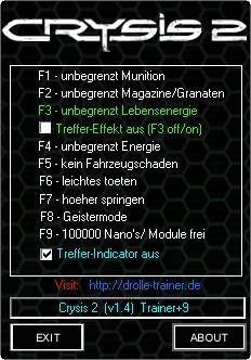 Crysis 2: Трейнер (+9) [1.2 - 1.4] {drolle}