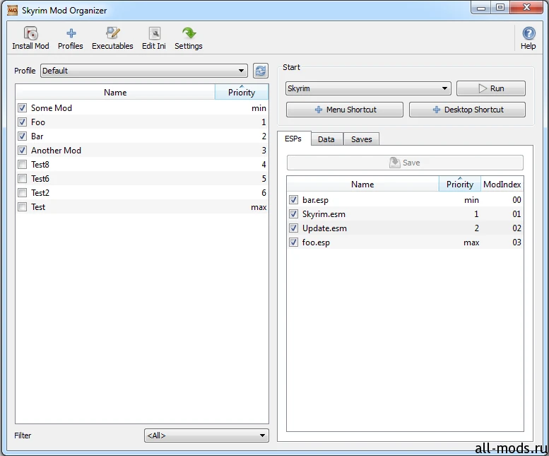 The Elder Scrolls V: Skyrim: Редактор Mod Organizer (Программа для управлением модификациями) [v0.7 beta]