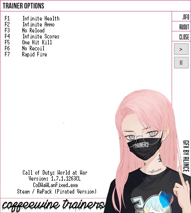 Call of Duty: World at War: Трейнер/Trainer (+7) [V1.7.1263] {_/.CoffeeWine.\_}