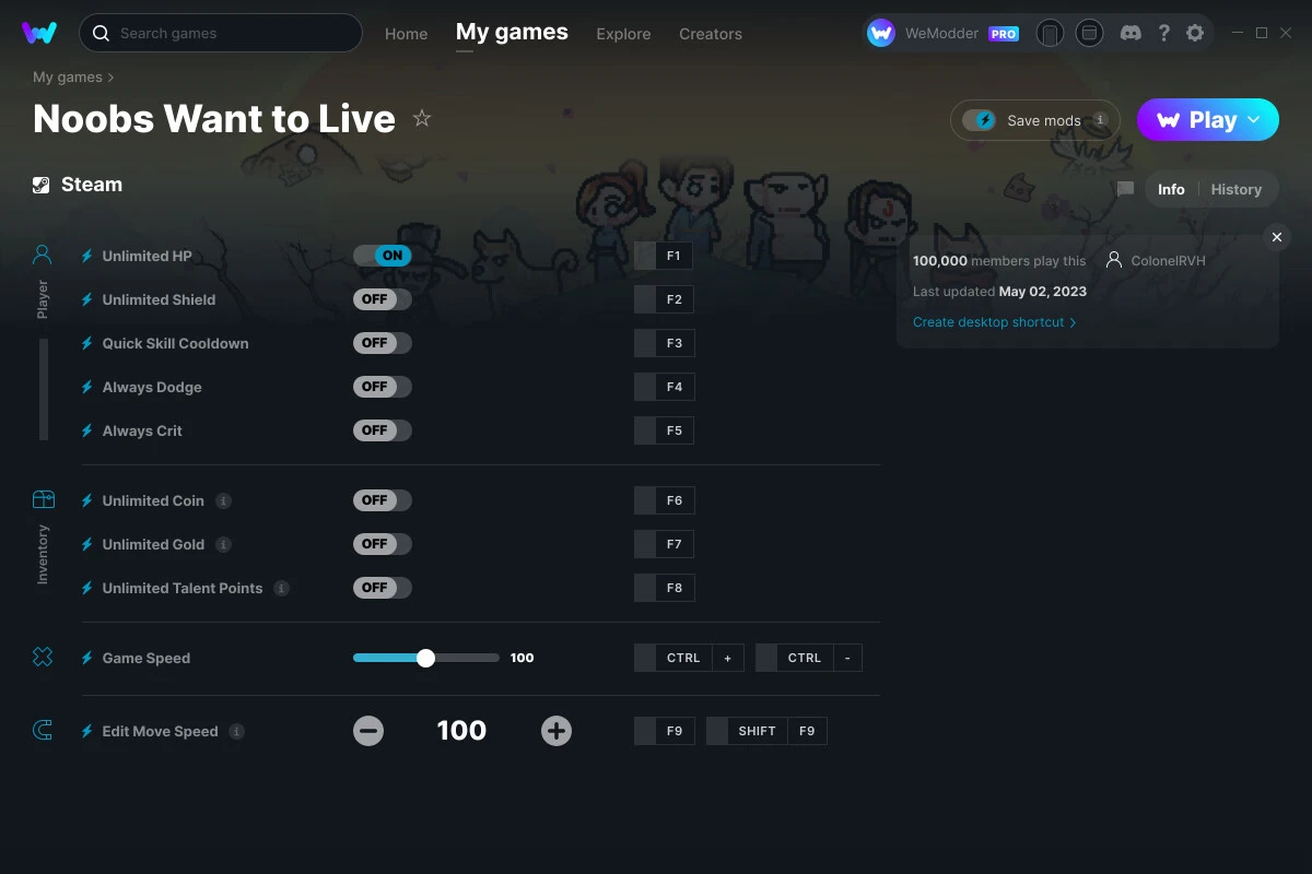 Noobs Want to Live "Трейнер +10" [UPD: 02.05.2023] {ColonelRVH / WeMod}