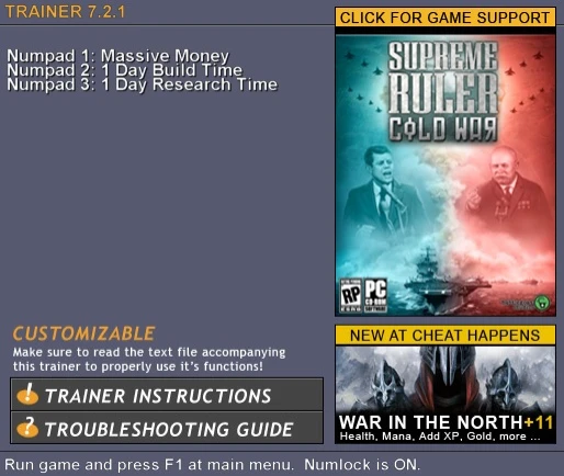 Supreme Ruler: Cold War: Трейнер (+3) [7.2.1] {CH}