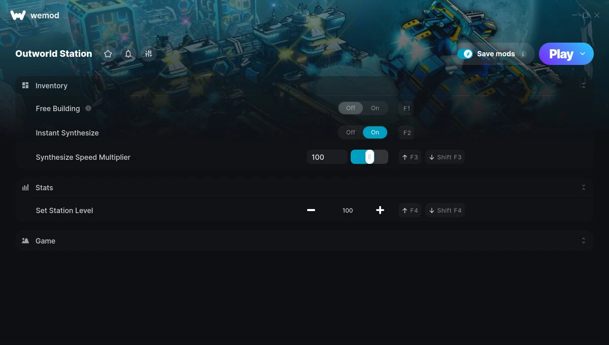 Outworld Station "Трейнер +24 от WeMod: Здоровье, энергия, скорость и пр"