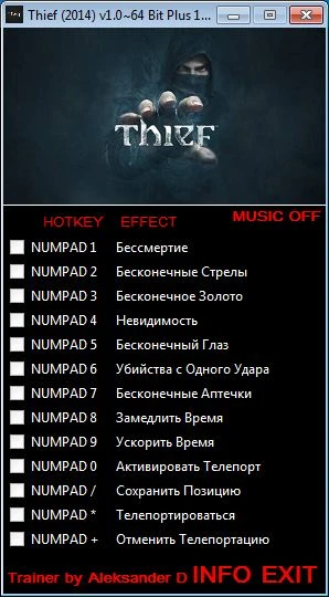 Thief (2014): Трейнер/Trainer (+10) [1.0:64 Bit] {Aleksander D}