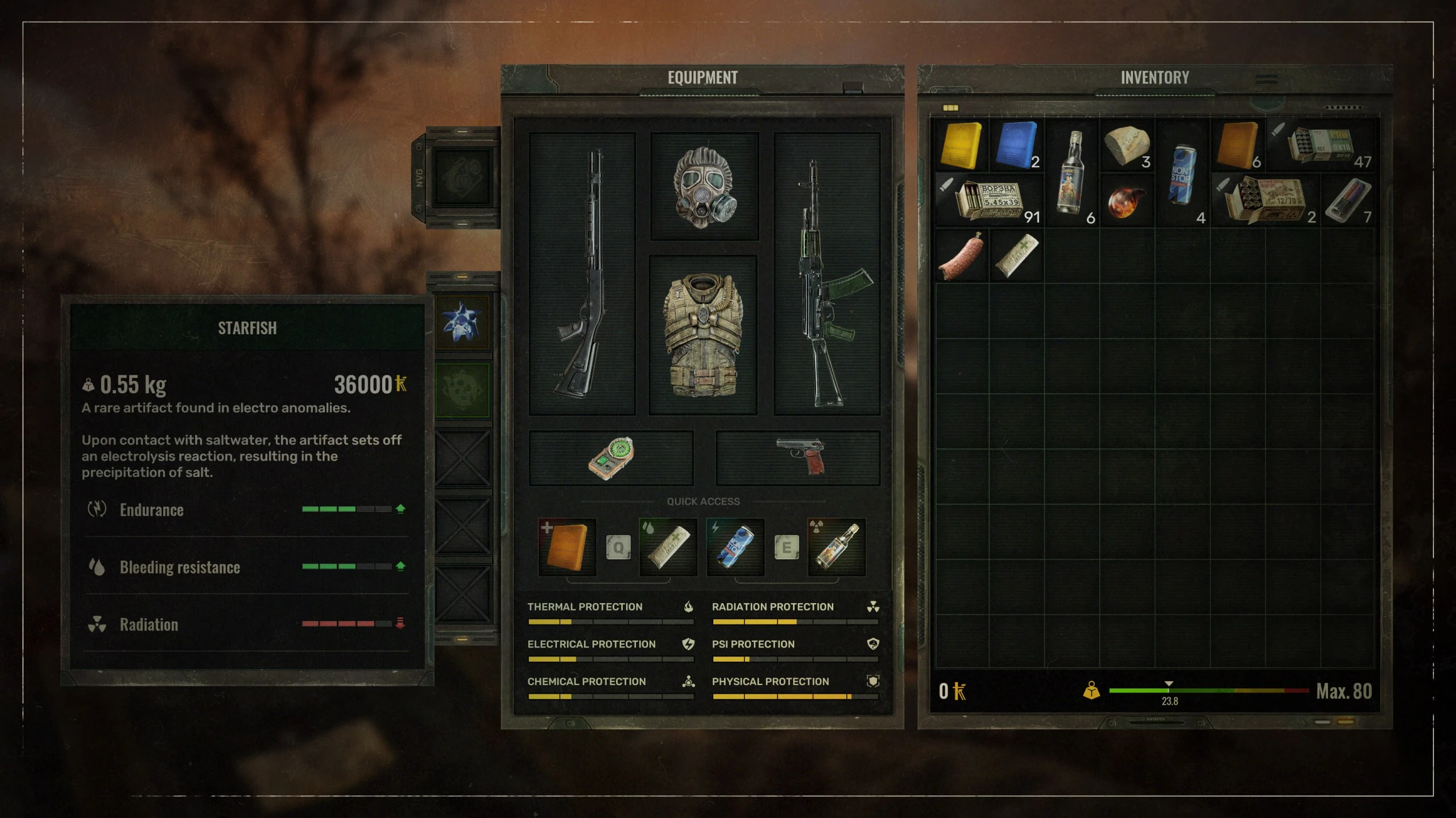 GSC показали новый инвентарь S.T.A.L.K.E.R. 2 - статистика защиты, характеристики артефактов и расходников