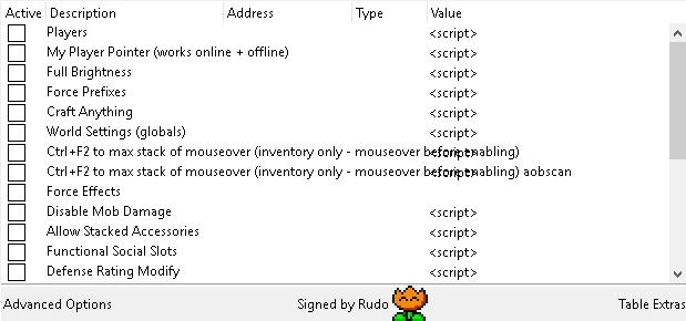 Terraria: Таблица для Cheat Engine [1.3.5] {Rudo} - 3.0