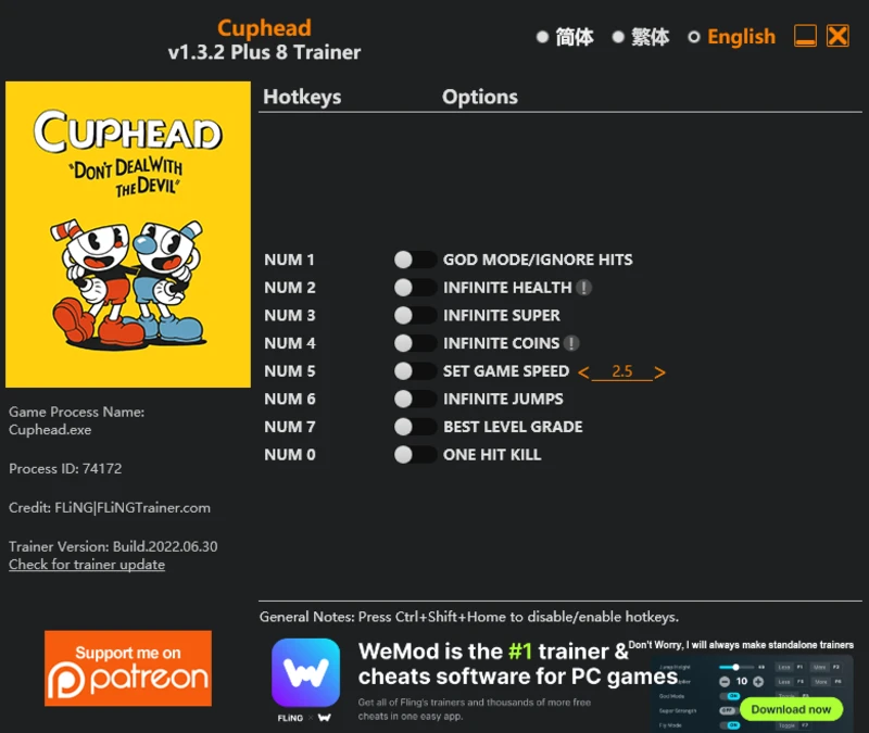 Cuphead "Трейнер +8" [1.0 - 1.3.2] {FLiNG}