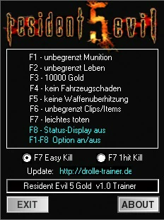 Resident Evil 5: Gold Edition: Трейнер/Trainer (+8) [1.0] {dR.oLLe}
