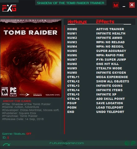 Shadow of the Tomb Raider: Croft Edition: Трейнер/Trainer (+17) [v1.0.237.6] {FutureX}