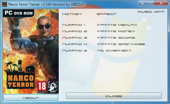 Narco Terror: Трейнер/Trainer (+5) [All Versions] {GRIZZLY / PlayGround.ru}